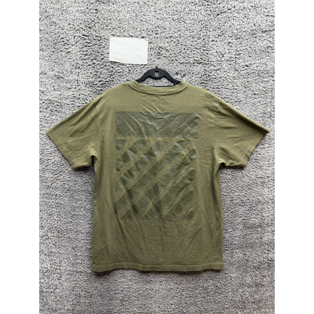 Off-White Rubber Diagonal Crewneck Short Sleeve T-Shirt Olive Green Mens Size XL